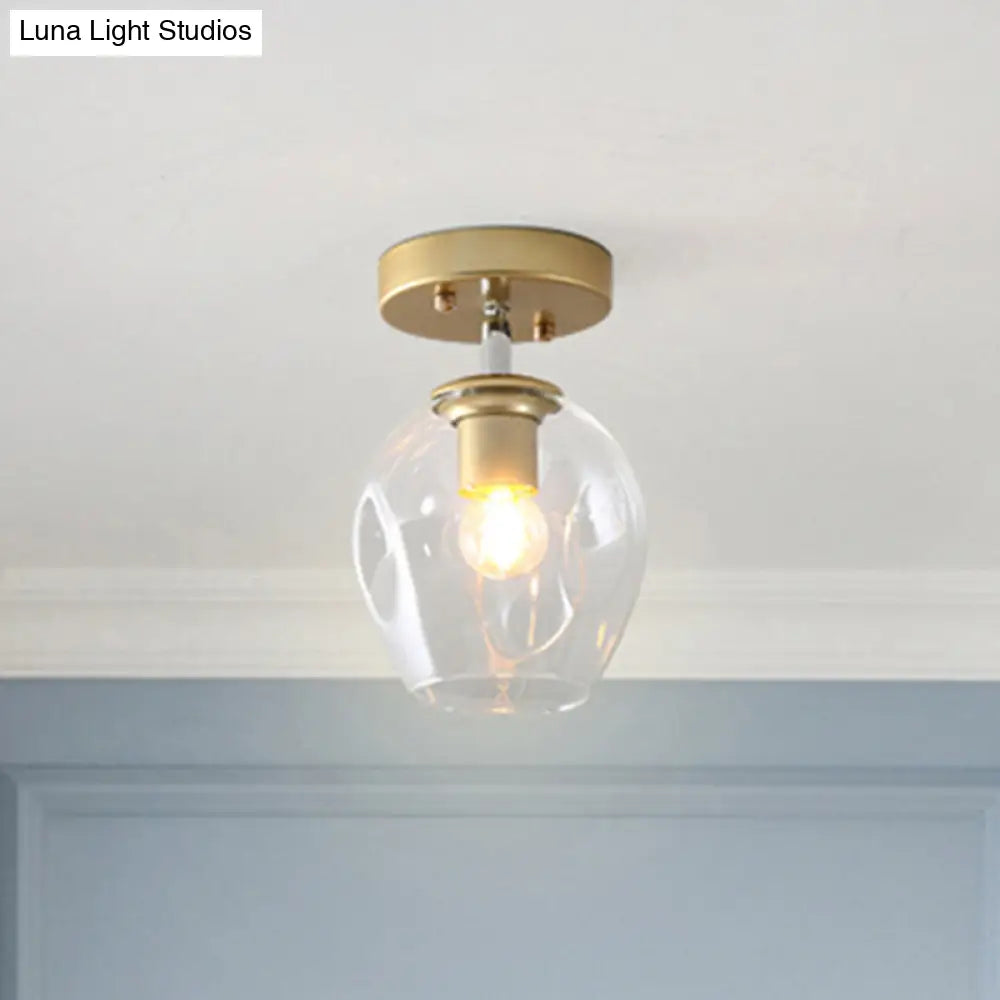 DecorBites™ DecorBites™ Modern Black/Gold Carafe Semi Flush Light - 1 Light, Clear/Amber/Smoke Gray Glass Shade