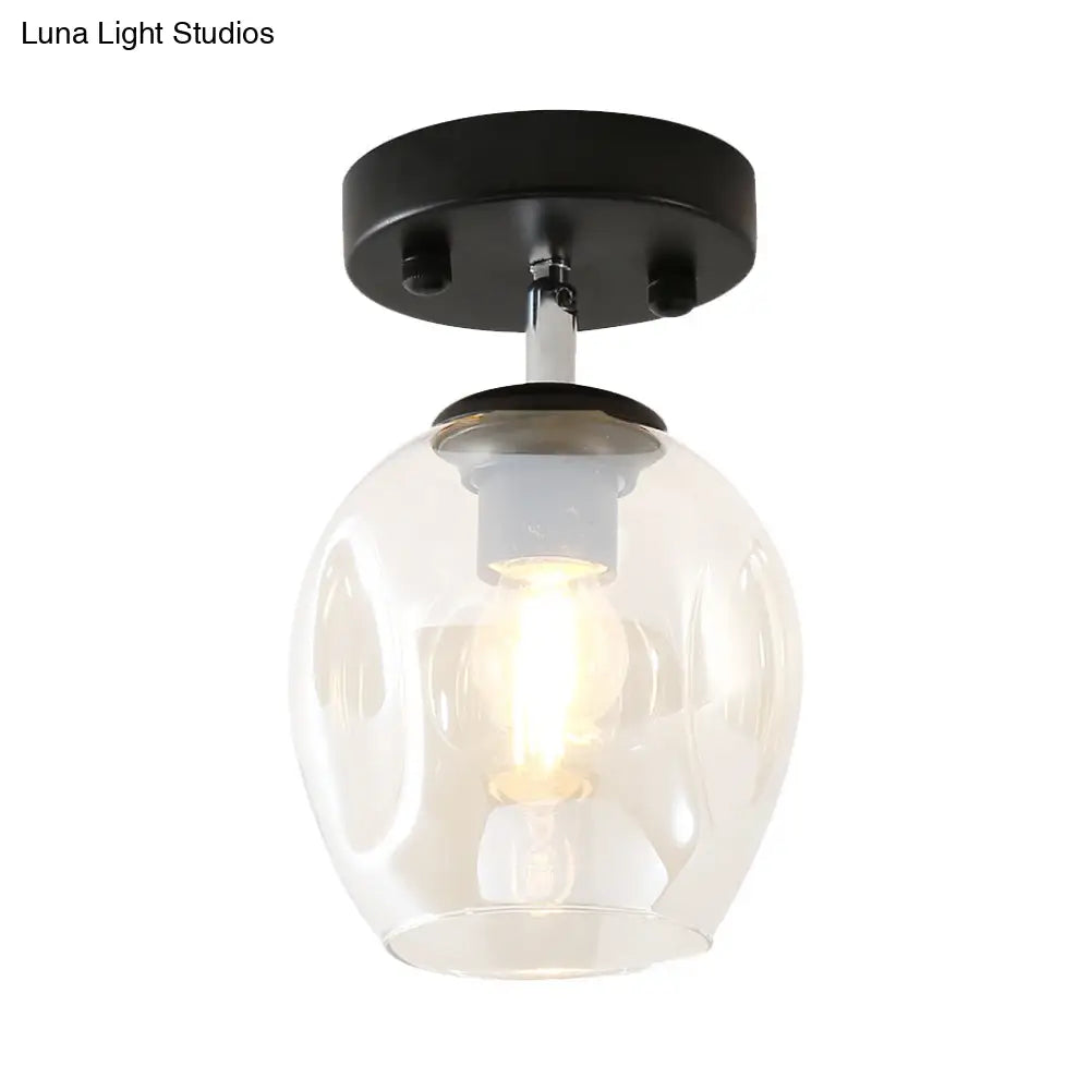 DecorBites™ DecorBites™ Modern Black/Gold Carafe Semi Flush Light - 1 Light, Clear/Amber/Smoke Gray Glass Shade