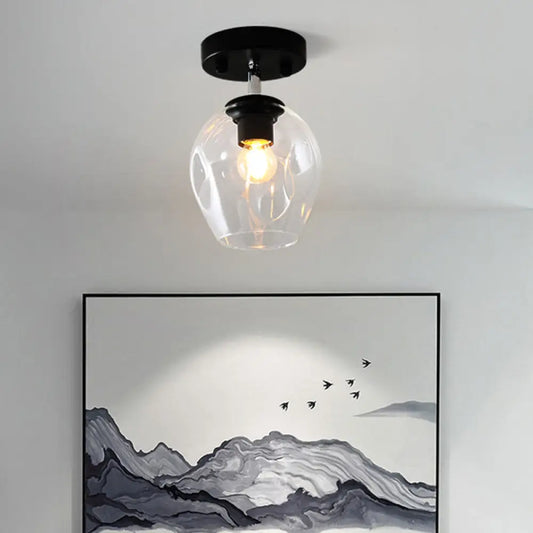 DecorBites™ DecorBites™ Modern Black/Gold Carafe Semi Flush Light - 1 Light, Clear/Amber/Smoke Gray Glass Shade