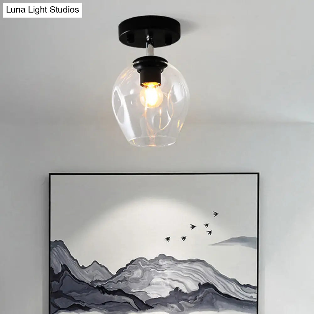 DecorBites™ DecorBites™ Modern Black/Gold Carafe Semi Flush Light - 1 Light, Clear/Amber/Smoke Gray Glass Shade