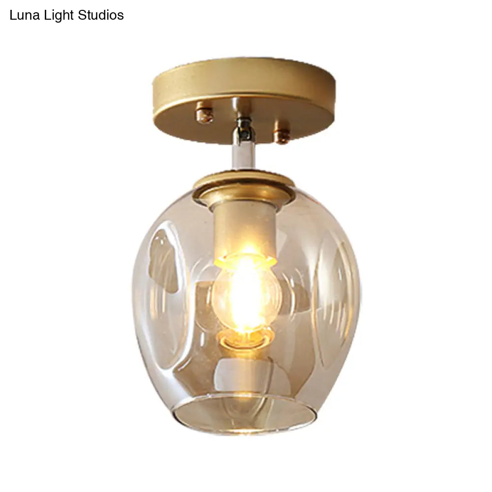 DecorBites™ DecorBites™ Modern Black/Gold Carafe Semi Flush Light - 1 Light, Clear/Amber/Smoke Gray Glass Shade