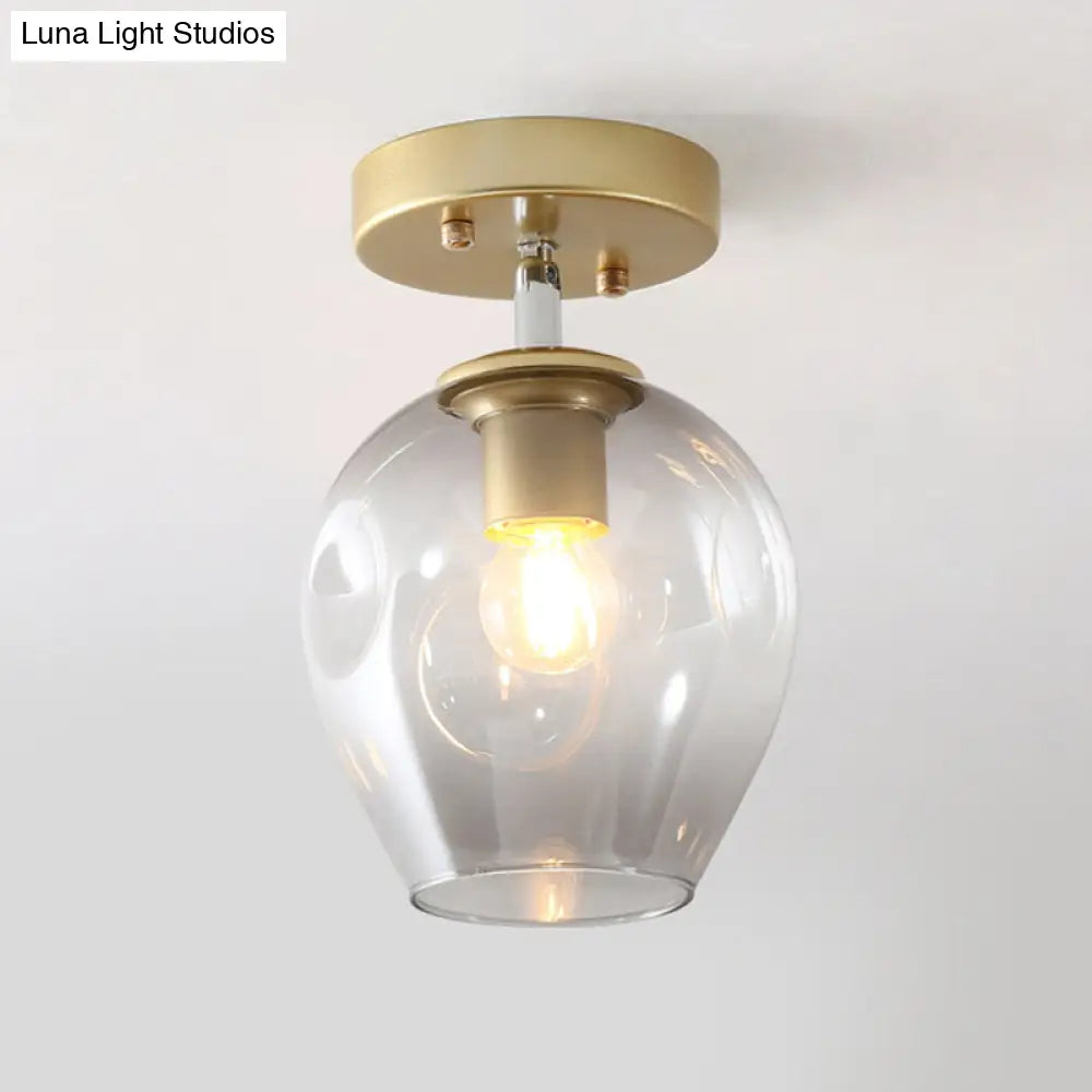 DecorBites™ DecorBites™ Modern Black/Gold Carafe Semi Flush Light - 1 Light, Clear/Amber/Smoke Gray Glass Shade