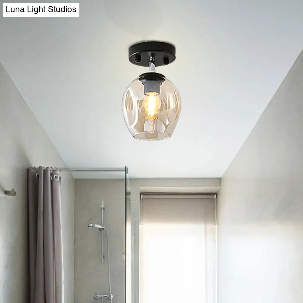 DecorBites™ DecorBites™ Modern Black/Gold Carafe Semi Flush Light - 1 Light, Clear/Amber/Smoke Gray Glass Shade