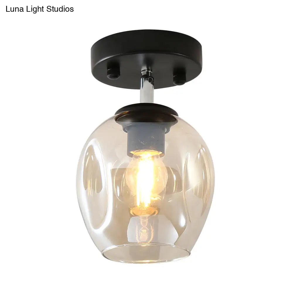 DecorBites™ DecorBites™ Modern Black/Gold Carafe Semi Flush Light - 1 Light, Clear/Amber/Smoke Gray Glass Shade