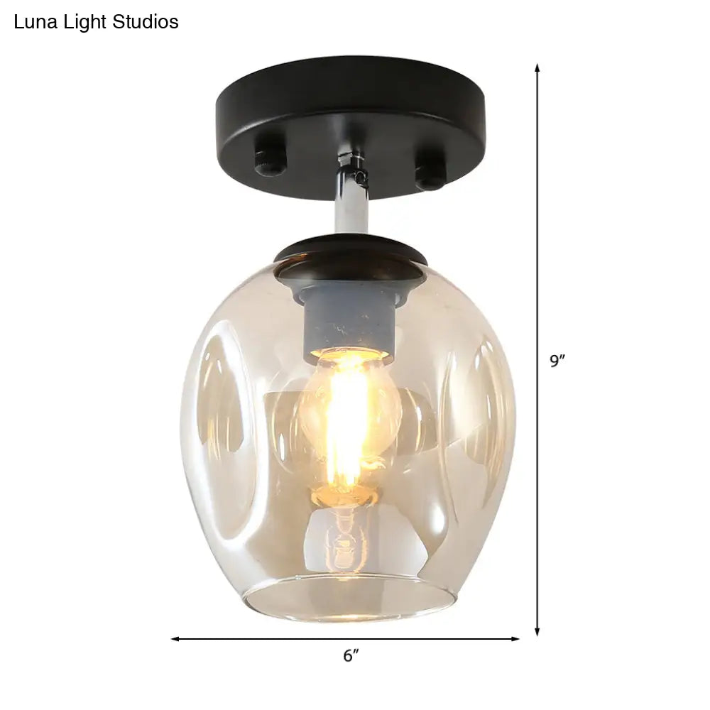 DecorBites™ DecorBites™ Modern Black/Gold Carafe Semi Flush Light - 1 Light, Clear/Amber/Smoke Gray Glass Shade