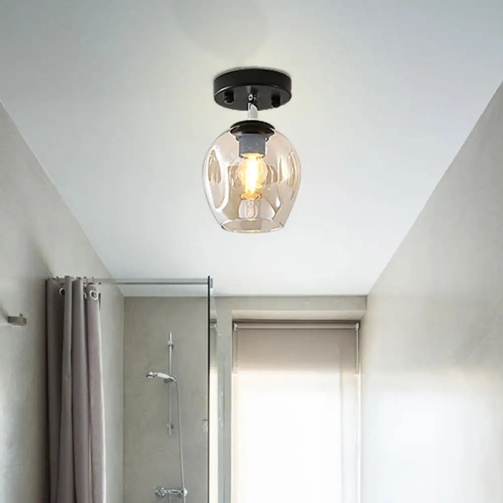 DecorBites™ DecorBites™ Modern Black/Gold Carafe Semi Flush Light - 1 Light, Clear/Amber/Smoke Gray Glass Shade