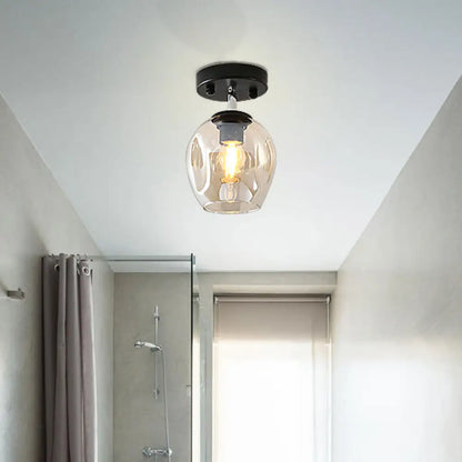 DecorBites™ DecorBites™ Modern Black/Gold Carafe Semi Flush Light - 1 Light, Clear/Amber/Smoke Gray Glass Shade