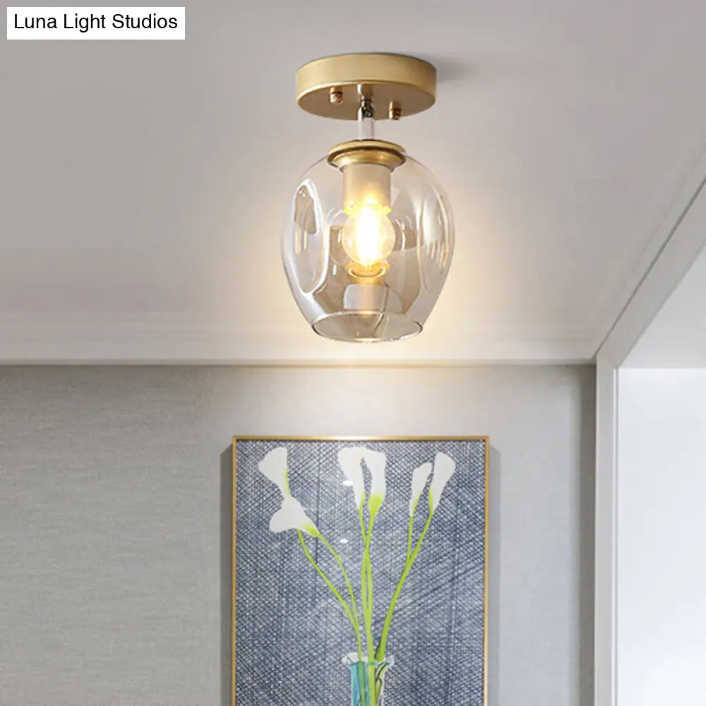 DecorBites™ DecorBites™ Modern Black/Gold Carafe Semi Flush Light - 1 Light, Clear/Amber/Smoke Gray Glass Shade