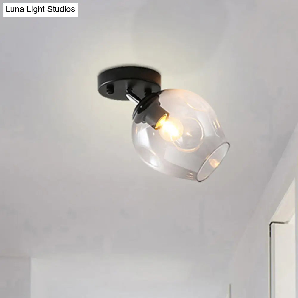 DecorBites™ DecorBites™ Modern Black/Gold Carafe Semi Flush Light - 1 Light, Clear/Amber/Smoke Gray Glass Shade