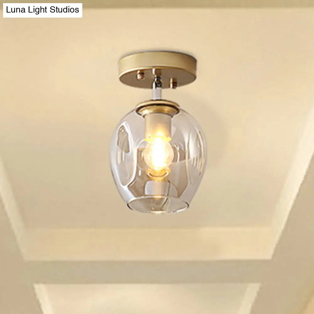 DecorBites™ DecorBites™ Modern Black/Gold Carafe Semi Flush Light - 1 Light, Clear/Amber/Smoke Gray Glass Shade