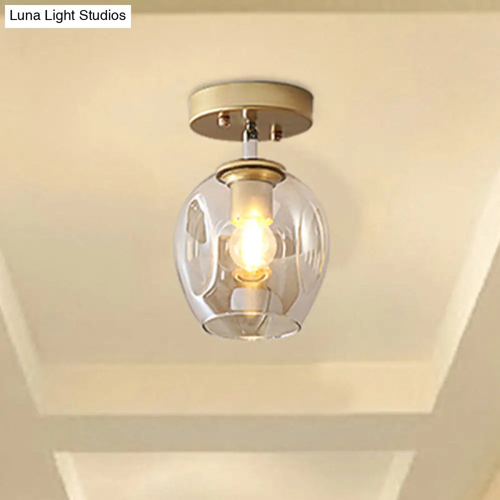 DecorBites™ DecorBites™ Modern Black/Gold Carafe Semi Flush Light - 1 Light, Clear/Amber/Smoke Gray Glass Shade