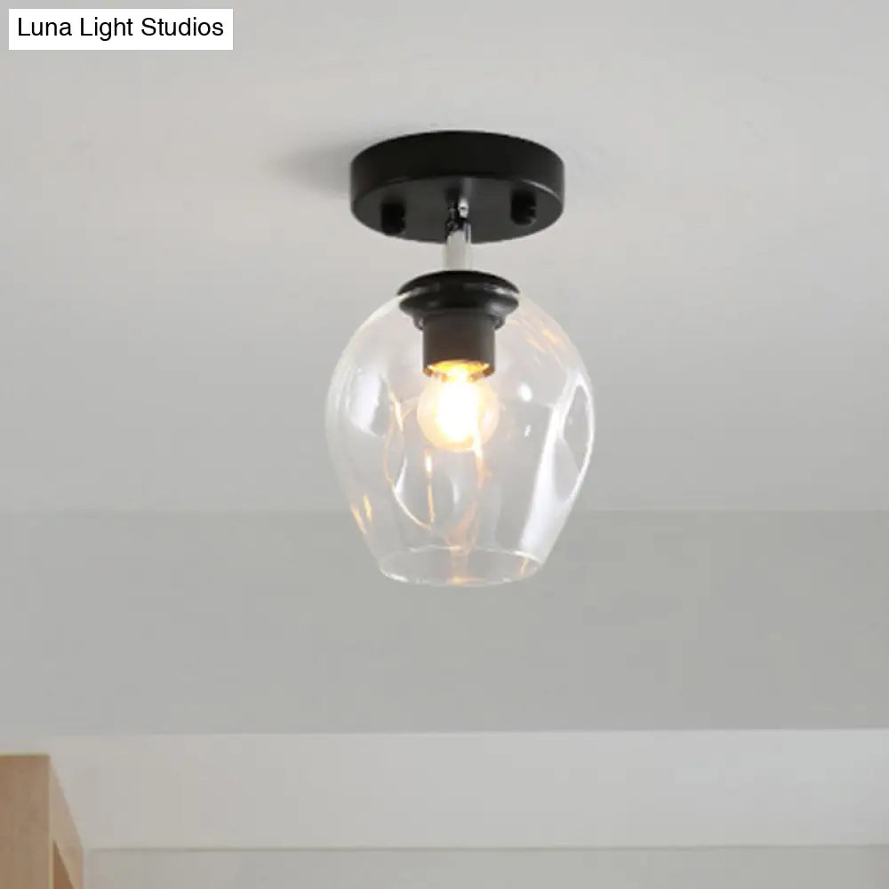 DecorBites™ DecorBites™ Modern Black/Gold Carafe Semi Flush Light - 1 Light, Clear/Amber/Smoke Gray Glass Shade