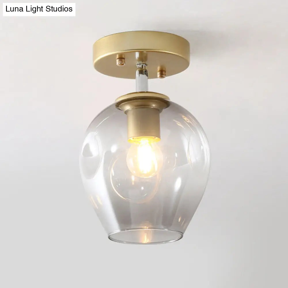 DecorBites™ DecorBites™ Modern Black/Gold Carafe Semi Flush Light - 1 Light, Clear/Amber/Smoke Gray Glass Shade