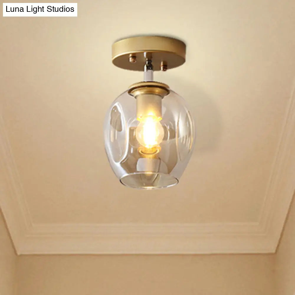 DecorBites™ DecorBites™ Modern Black/Gold Carafe Semi Flush Light - 1 Light, Clear/Amber/Smoke Gray Glass Shade