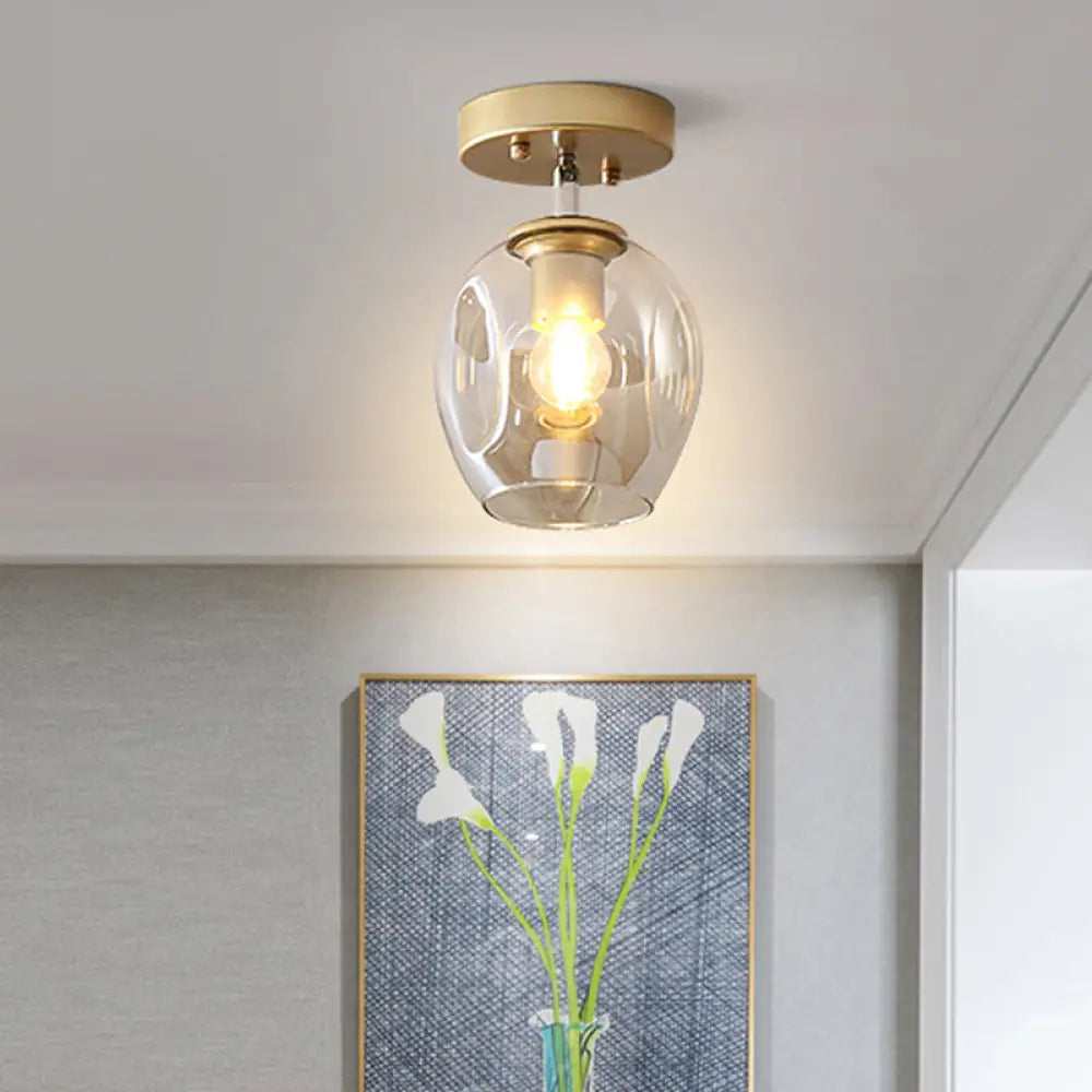 DecorBites™ DecorBites™ Modern Black/Gold Carafe Semi Flush Light - 1 Light, Clear/Amber/Smoke Gray Glass Shade