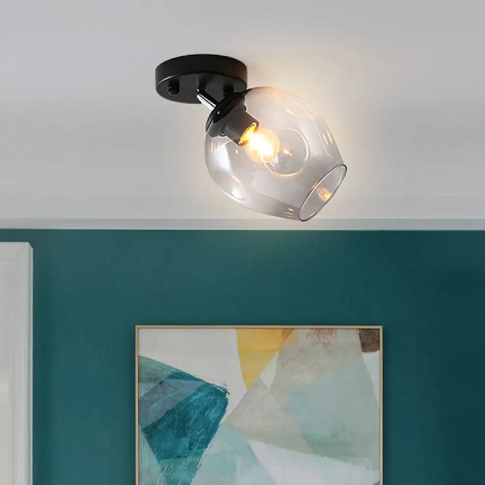 DecorBites™ DecorBites™ Modern Black/Gold Carafe Semi Flush Light - 1 Light, Clear/Amber/Smoke Gray Glass Shade