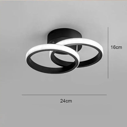 Modern black and white circular led ceiling lamp with two interlocking rings for decorbites led ceiling decor