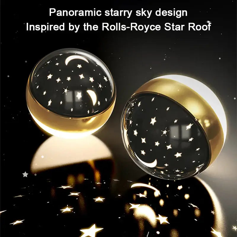 Modern black and gold celestial led ceiling lamp projecting illuminated stars and crescent moons for bedroom decorbites decor