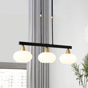 DecorBites black metal chandelier with three frosted white oval glass shades gold accents fixture height 220v-240v 110v-120v