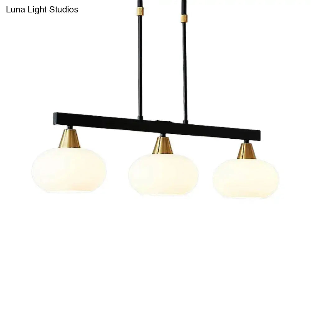 DecorBites modern black and brass pendant light with three frosted glass globe shades fixture height suitable for 220v-240v