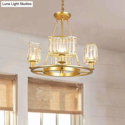 Lámpara de araña moderna circular de cristal negro y dorado con 4/6 luces - Lámpara colgante para dormitorio