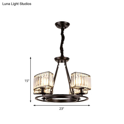 Lámpara de araña moderna circular de cristal negro y dorado con 4/6 luces - Lámpara colgante para dormitorio