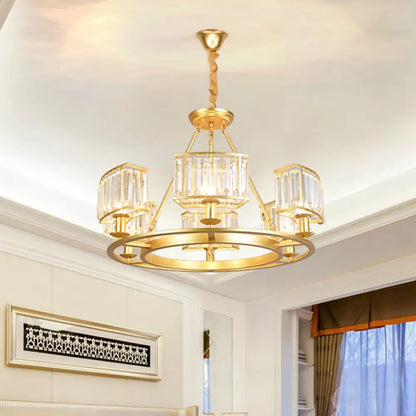 Lámpara de araña moderna circular de cristal negro y dorado con 4/6 luces - Lámpara colgante para dormitorio