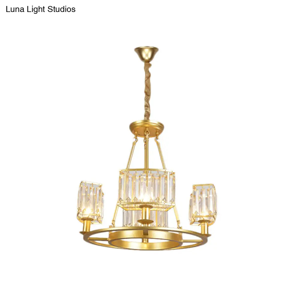 Lámpara de araña moderna circular de cristal negro y dorado con 4/6 luces - Lámpara colgante para dormitorio