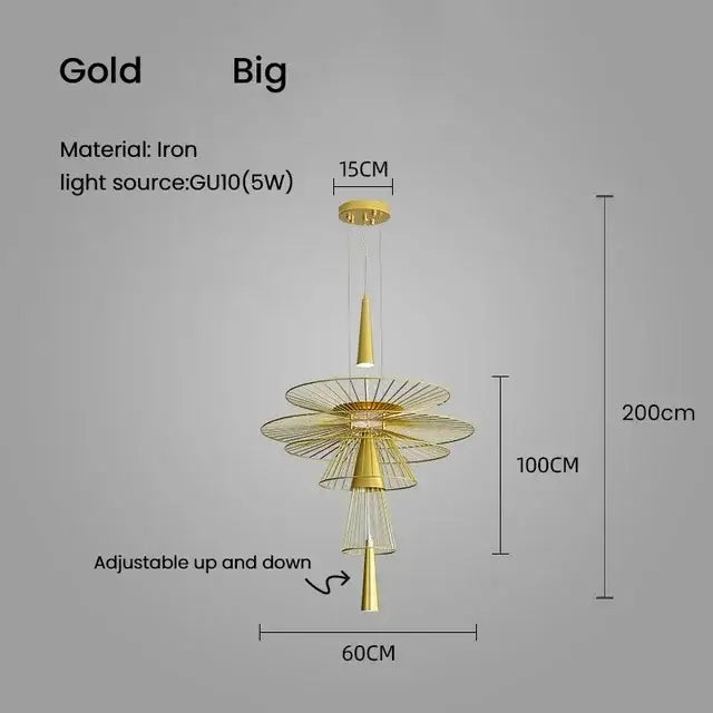 Modern black and gold iron pendant light with tiered petal design and gu10 lights for dining room decorbites iron art
