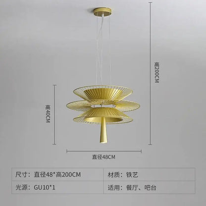 Gold-toned iron pendant light with layered petal wireframe design by decorbites iron art for room pendant light decor