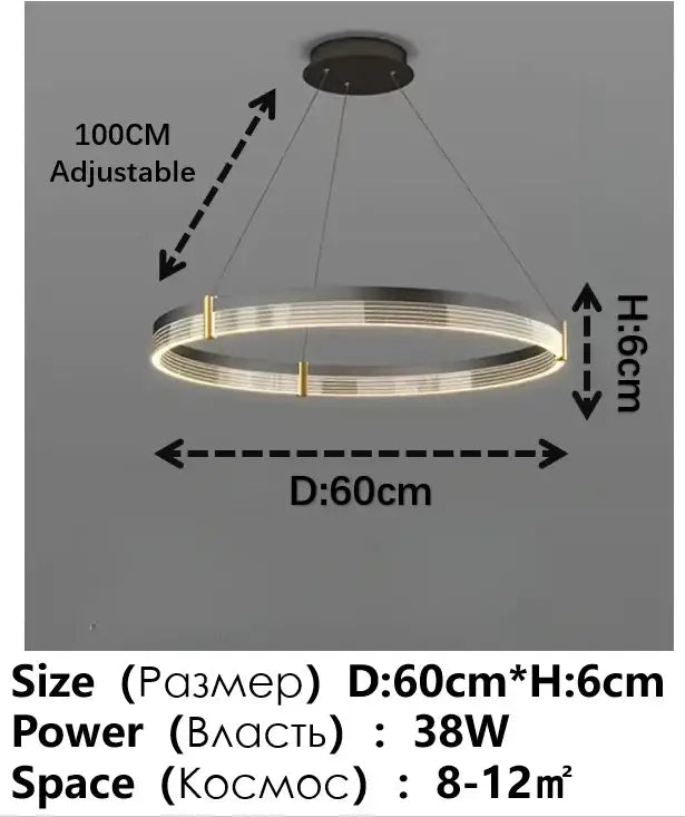 Modern black and gold circular pendant light with sleek metallic ring and decorbites black acrylic led for living rooms