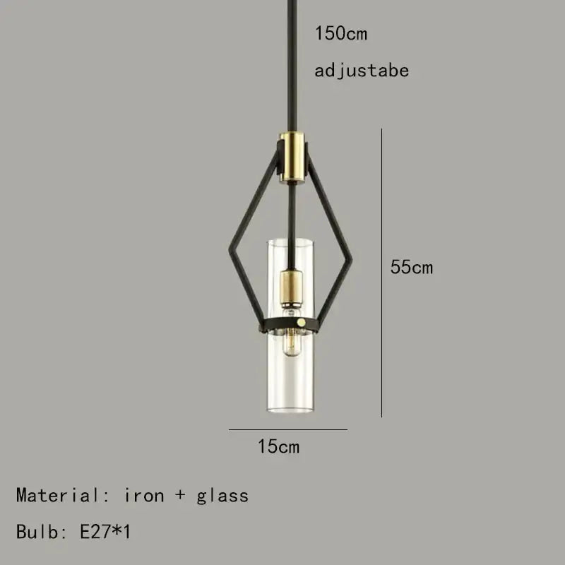 Modern black and gold geometric pendant lights with clear glass e27 bulb housing for dining room decorbites clear glass design