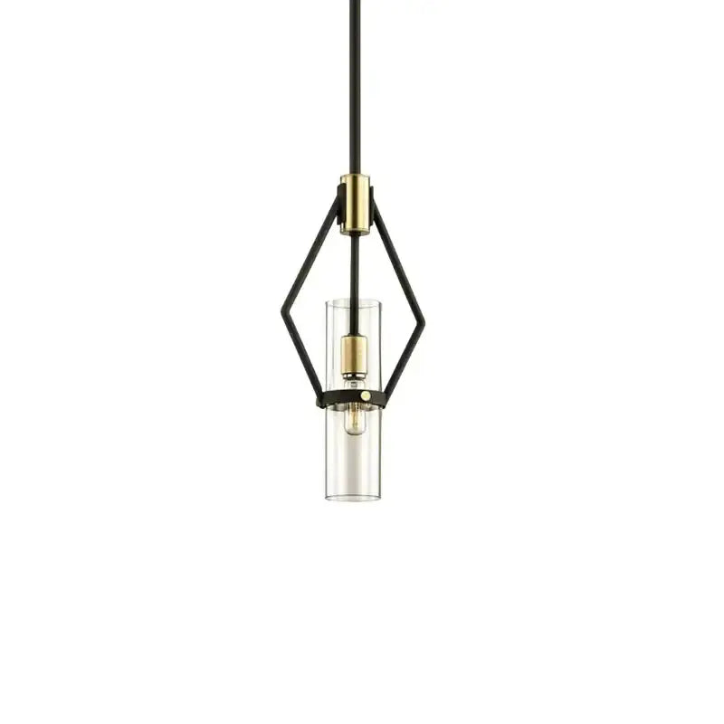 Modern black and brass geometric pendant lights with clear glass e27 cylinder for dining room decorbites clear glass design