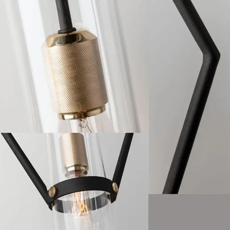 Modern black and gold pendant lights with textured metal lamp socket and clear glass e27 enclosure for dining room decorbites clear glass