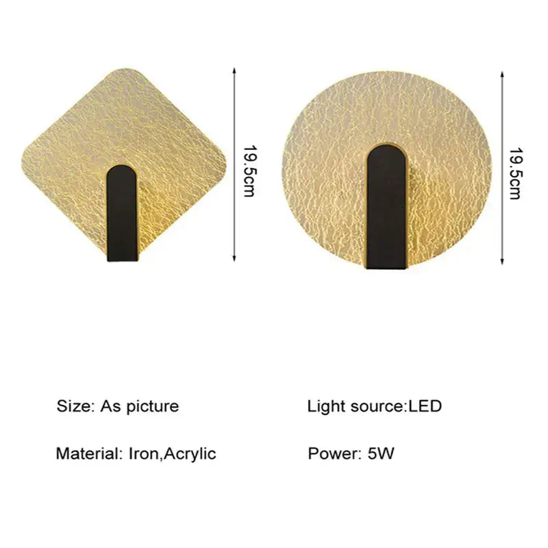 Modern black and gold crackled glass led wall lamp featuring gold-toned textured sconces with sleek black vertical accents