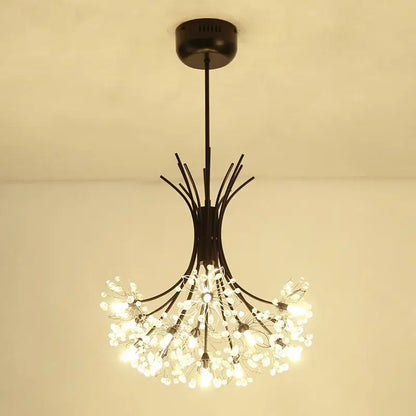 Modern black metal dandelion shaped pendant light with glowing led lights decorbites crystal bouquet pendant decor