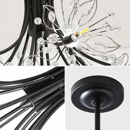 Modern black metal pendant light with clear crystal accents decorbites crystal bouquet for dining room decor
