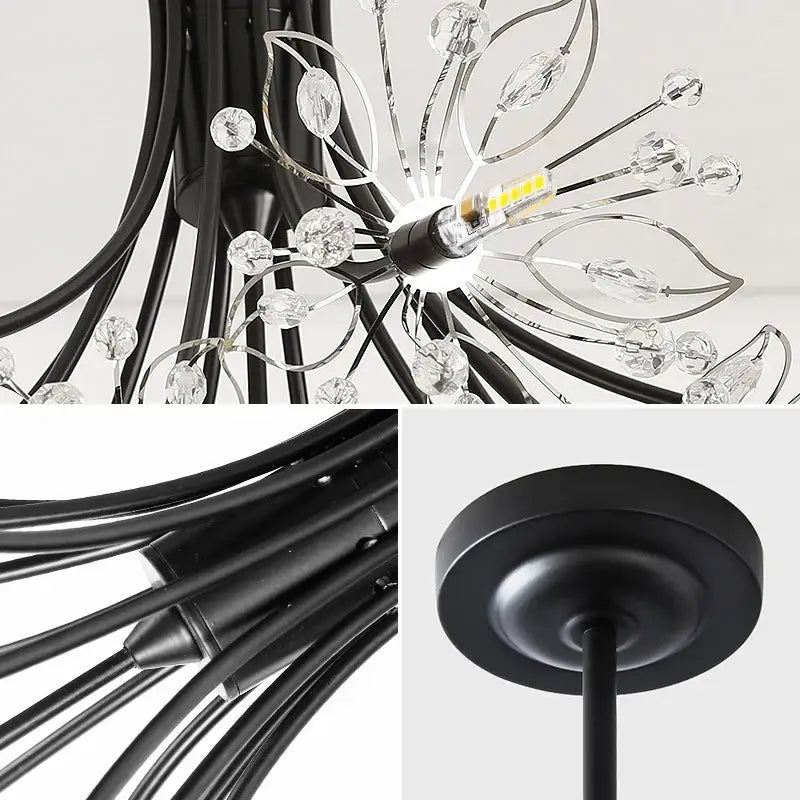Modern black metal pendant light with clear crystal accents decorbites crystal bouquet for dining room decor