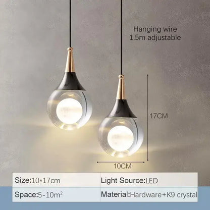 Modern black and gold crystal led ball pendant light with teardrop glass globes and metal shades for dining room decorbites crystal led