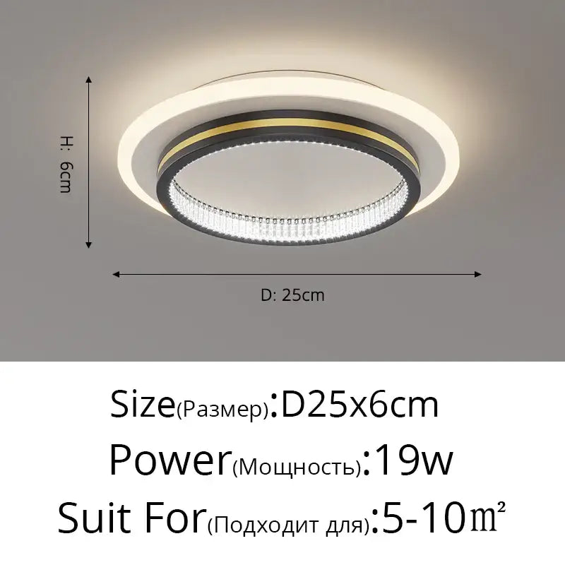 Modern black and gold crystal led ceiling lights with sleek frame and LED bulbs for entrance hallways decorbites crystal led