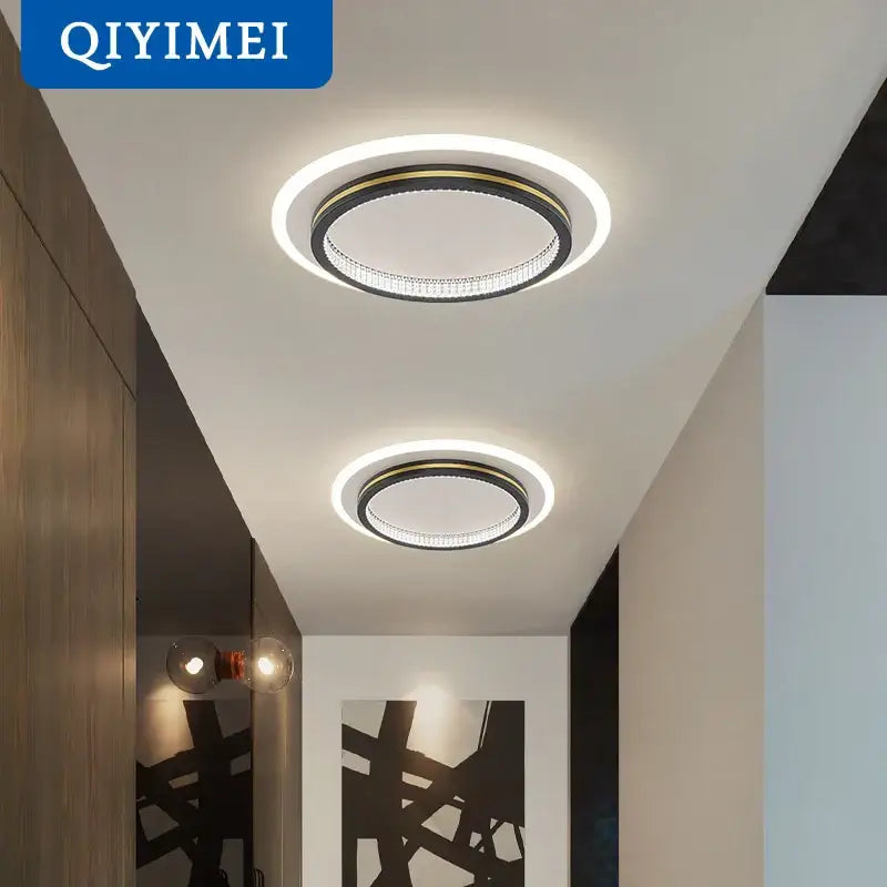 Modern black and gold crystal led ceiling lights with embedded led bulbs for bright illumination in entrance hallways