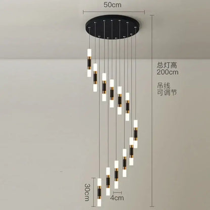 Modern black and gold crystal led chandelier with 12 cascading white diffusers by decorbites crystal led for staircase decor