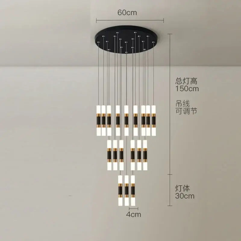 Modern black and gold crystal led chandelier with tiered design and adjustable hanging wires by decorbites crystal led