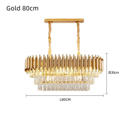 Modern black and gold crystal led pendant chandelier with tiered gold rods and cascading clear crystal droplets for living room decorbites crystal led