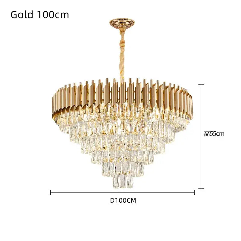 Modern black and gold crystal led pendant chandelier with tiered crystal droplets and twisted suspension chain for living room decorbites crystal led