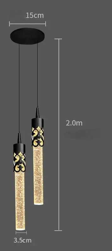 Modern black and gold crystal led pendant lamp featuring ornate design and sparkling glass tubes for dining room decorbites crystal led