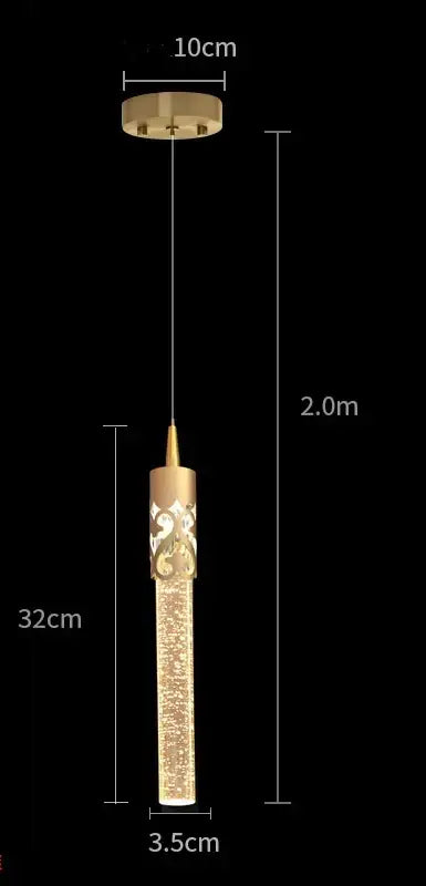 Modern black and gold crystal led pendant lamp featuring a gold-toned cylindrical decorbites crystal led design for dining room decor