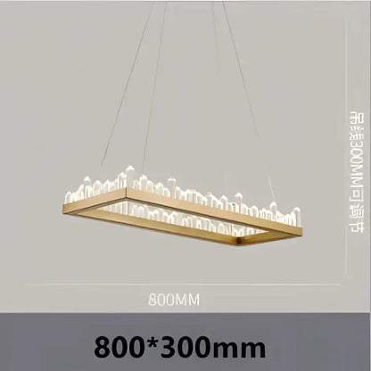 Modern black and gold rectangular wooden frame pendant light with integrated led decorbites crystal led pendant lights