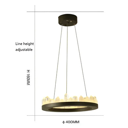 Modern black and gold decorbites crystal led pendant light with adjustable height and illuminated cityscape design