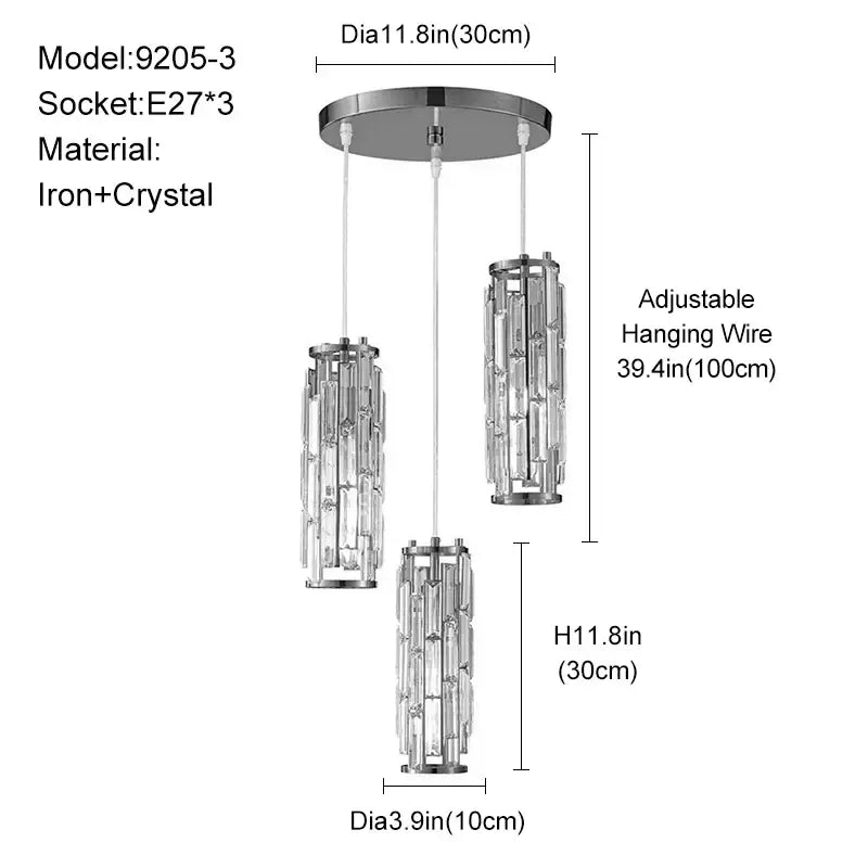 Modern black and gold decorbites crystal mini pendant chandelier with chrome iron frame and cascading crystal rods for kitchen light